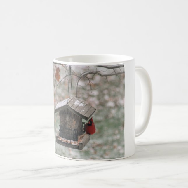 Kardinal auf einer Schneefräse Kaffeetasse (VorderseiteRechts)