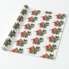 Kardinal auf Holly 2 Wrapping Paper Geschenkpapier