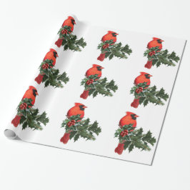 Kardinal auf Holly 3 Wrapping Paper Geschenkpapier