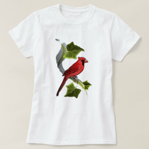 Kardinal auf Niederlassung mit Efeu-Blätter T-Shirt