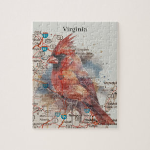 Kardinal auf Virginia-Straßenkarte Aquarell-Kunst