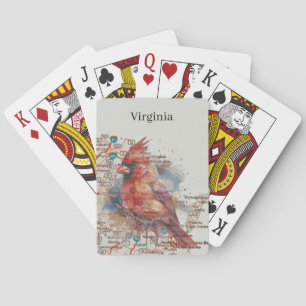 Kardinal auf Virginia-Straßenkarte Aquarell-Kunst Spielkarten