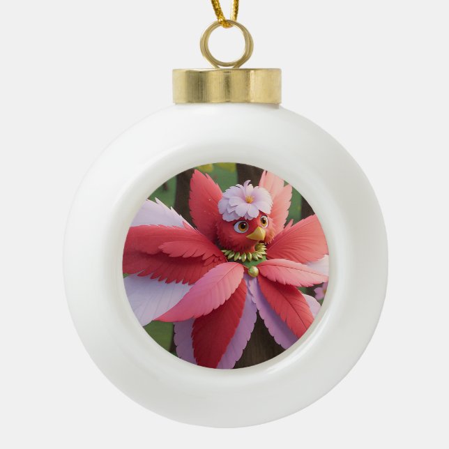 Kardinal Bee Christmas Keramik Kugel-Ornament (Vorderseite)