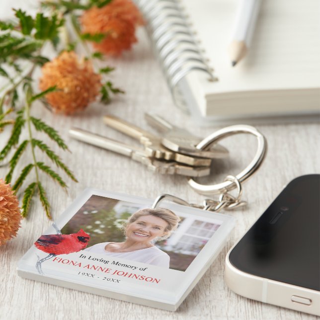 Kardinal-Beileid in Love-Memory-Foto Schlüsselanhänger (Vorderseite rechts)