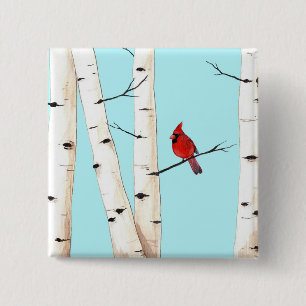 Kardinal Birch Tree Button Pin