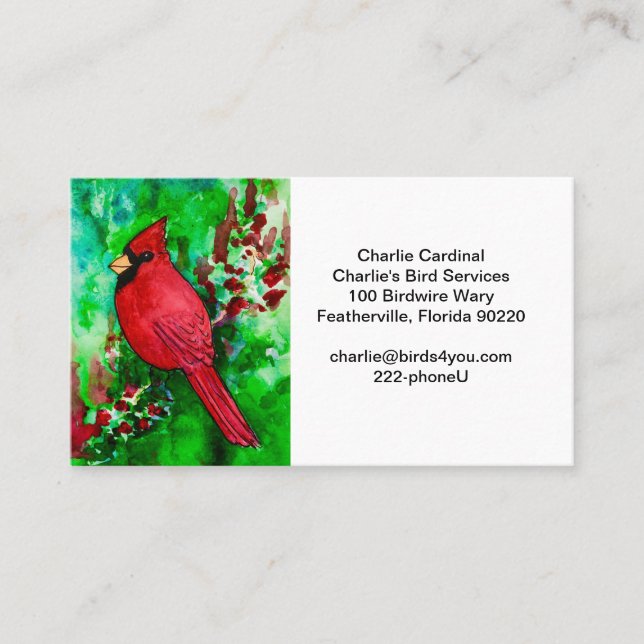 Kardinal Bird Business Card Bird Watching Visitenkarte (Vorderseite)