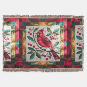 Kardinal Bird Quilt, Fleece Blanket - Vibranred Decke