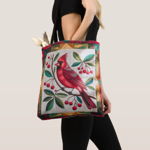 Kardinal Bird Quilt, Tragetaschen - Lebhafter Rote Tasche