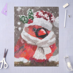 Kardinal Bird Scarf Hat Schnee Weihnachts-Decoupag Seidenpapier
