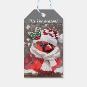 Kardinal Bird Scarf & Hat zu Weihnachten Geschenkanhänger