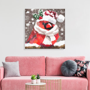 Kardinal Bird Scarf & Hat zu Weihnachten Leinwanddruck