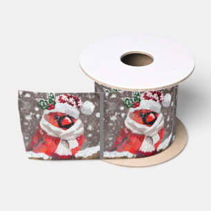 Kardinal Bird Scarhat Schnee Weihnachten Saison Satinband