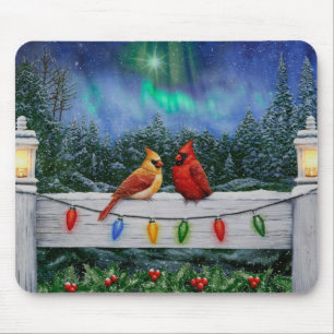 Kardinal Birnen und Weihnachtsleuchten Mousepad