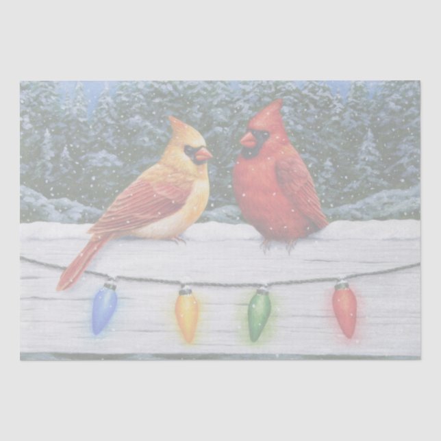 Kardinal Birnen und Weihnachtsleuchten Seidenpapier (Vorderseite)