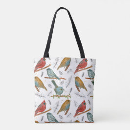 Kardinal Bluebird Chickadee Wasserfarbene Vögel Tasche