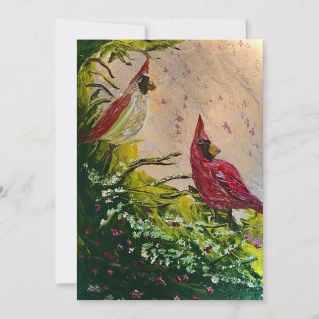 Kardinal Couple Holiday Card Dankeskarte (Vorderseite)
