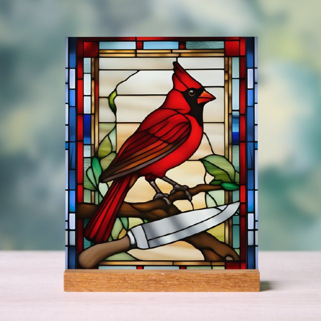 Kardinal des Inspiriert festgehaltenen Glases Acrylschild (Neutral)