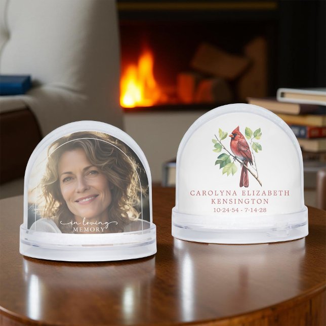 Kardinal Elegantes Memorial Foto Tribute Schneekugeln (Cardinal Elegant Memorial Photo Tribute Snow Globe)