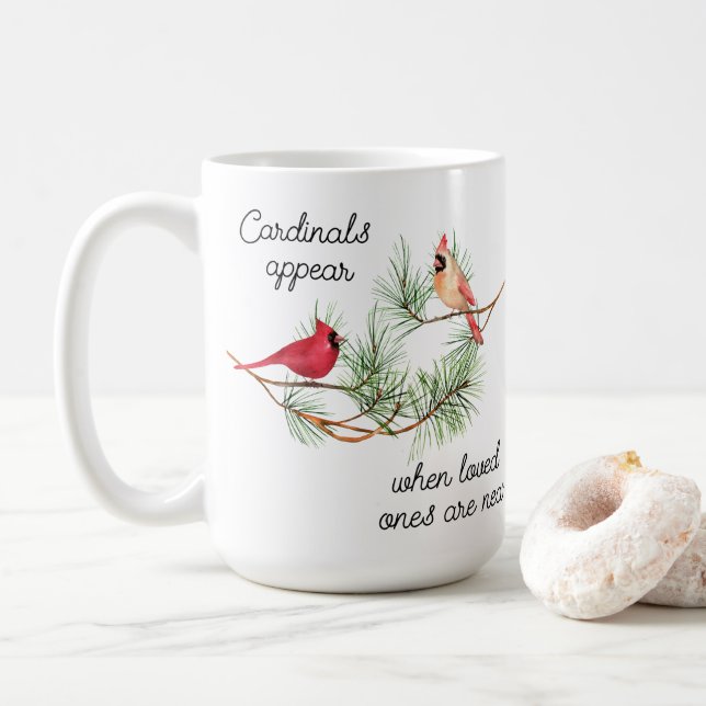 Kardinal erscheinen, wenn die Angehörigen nahe sin Kaffeetasse (Mit Donut)