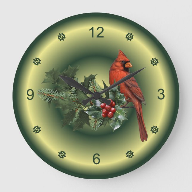 Kardinal erscheinen, wenn Engel in der Nähe ~ Weih Große Wanduhr (Vorderseite)