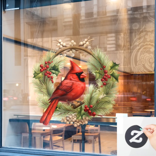 Kardinal-Fensterklammer Fensteraufkleber (Café-Fenster)