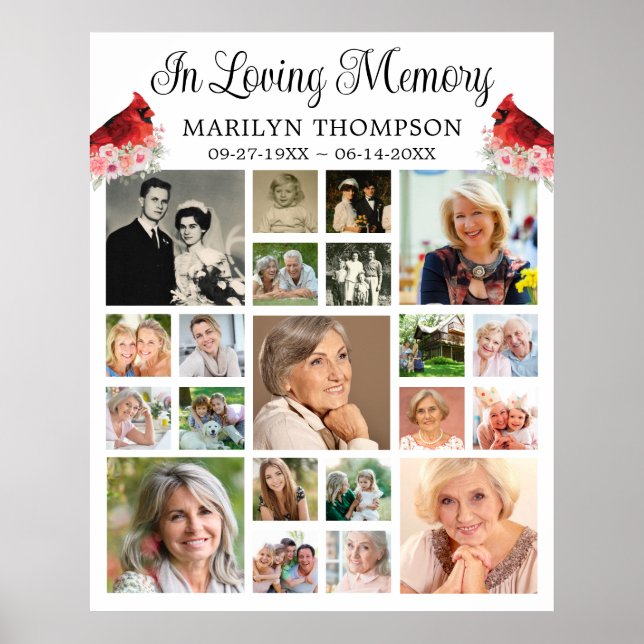 Kardinal Floral 21 FotoCollage Poster (Vorne)