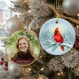 Kardinal-Foto-Gedenk-Weihnachten im Himmel Keramik Ornament