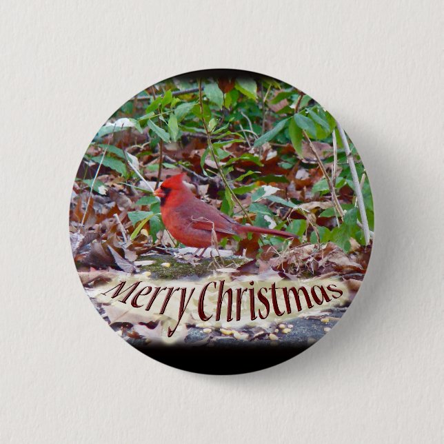 Kardinal Frohe Weihnachtsartikel Button (Vorderseite)