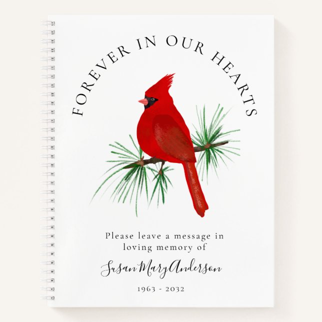 Kardinal für immer in unserem Hearts Funeral Gast  Notizbuch (Vorderseite)