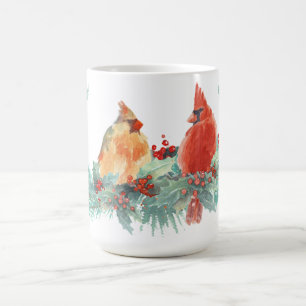 Kardinal für Winterwatercolor mit Holly Kaffeetasse