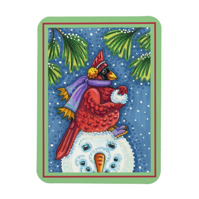 KARDINAL GARANTIERT SNOWMAN, NIEDLICHE CHRISTMAS R MAGNET (Vertikal)