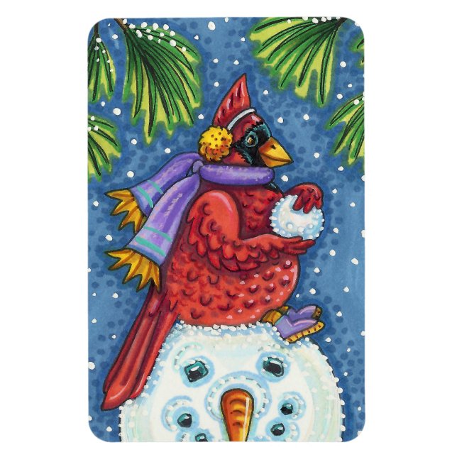 KARDINAL GARANTIERT SNOWMAN, NIEDLICHE CHRISTMAS R MAGNET (Vertikal)