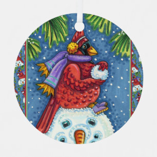 KARDINAL GARANTIERT SNOWMAN, NIEDLICHE CHRISTMAS R ORNAMENT AUS METALL