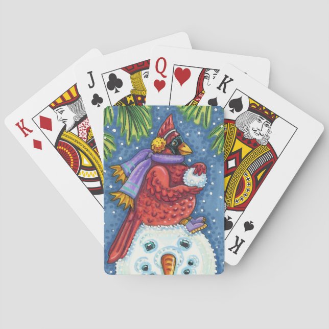 KARDINAL GARANTIERT SNOWMAN, NIEDLICHE CHRISTMAS R SPIELKARTEN (Rückseite)