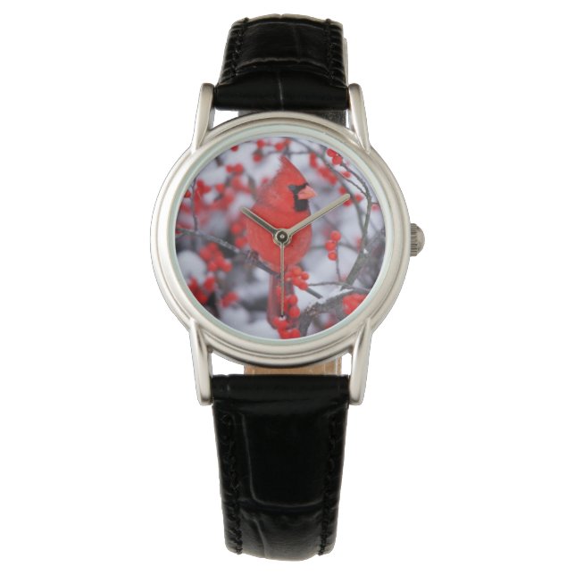 Kardinal im Norden, Winter, IL Armbanduhr (Vorderseite)
