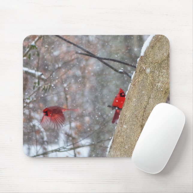 Kardinal im Schnee Mousepad (Mit Mouse)