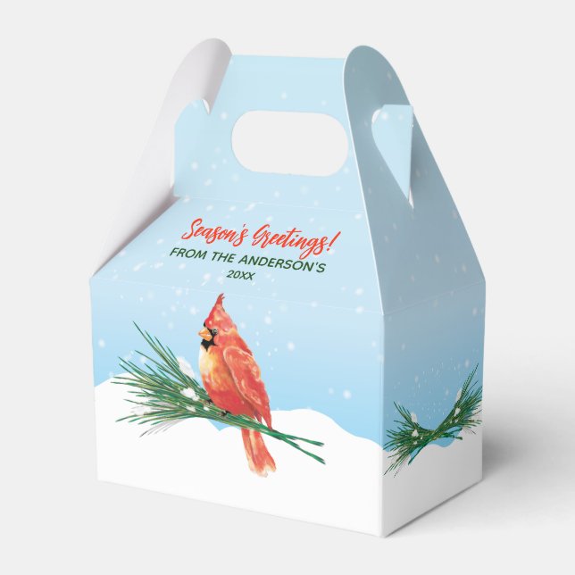 Kardinal im Schneeschuhweihnachtsfest Geschenkschachtel (Vorderseite)