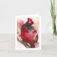 Kardinal im Winter, lockerer Aquarelldruck.