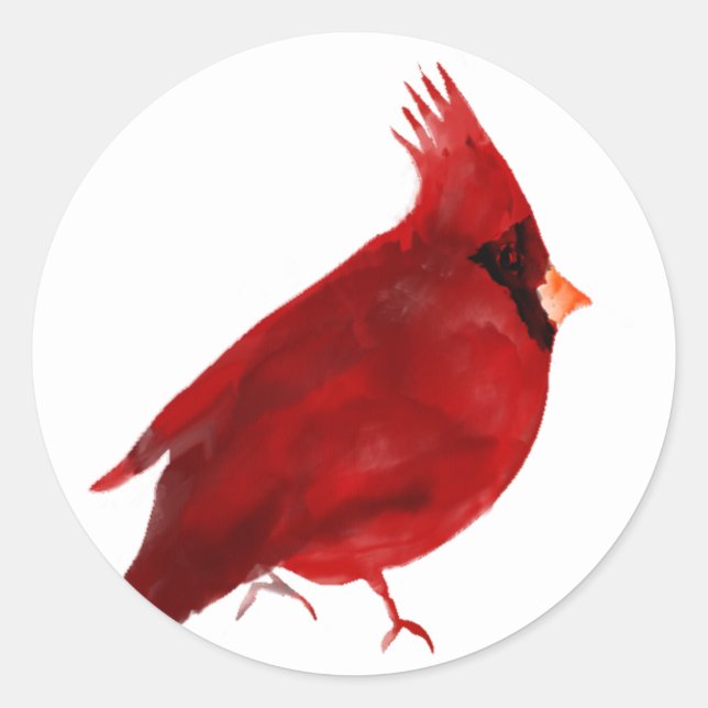 Kardinal in Aquarellfarben Runder Aufkleber (Vorderseite)