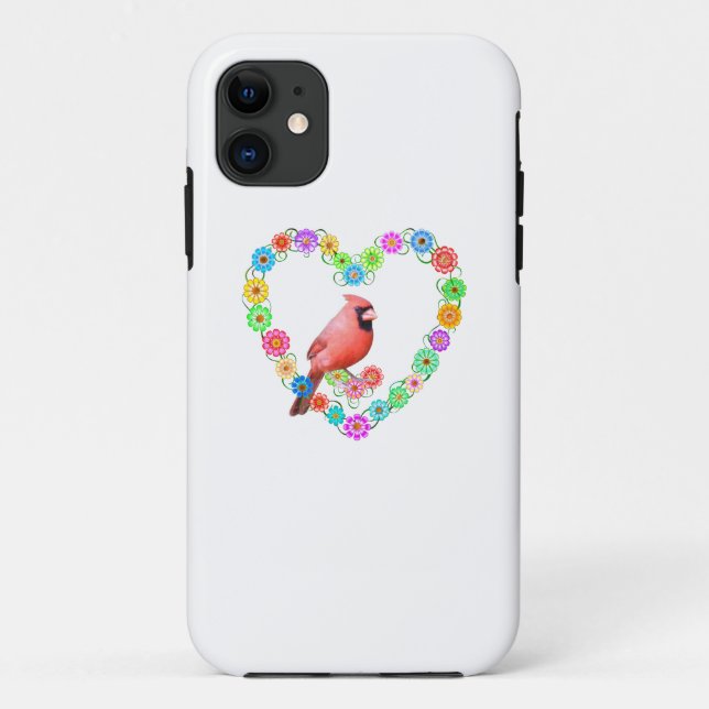 Kardinal in der Blume Herz Case-Mate iPhone Hülle (Rückseite)