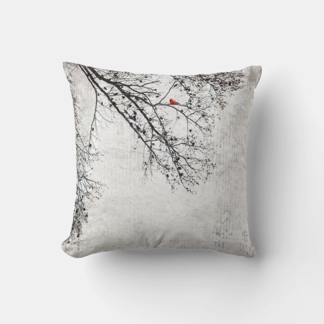 Kardinal in einem Baum, Copyright Karen J Williams Kissen (Vorderseite)
