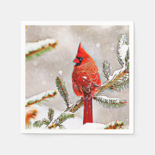 Kardinal in einem Kiefernbaum Serviette