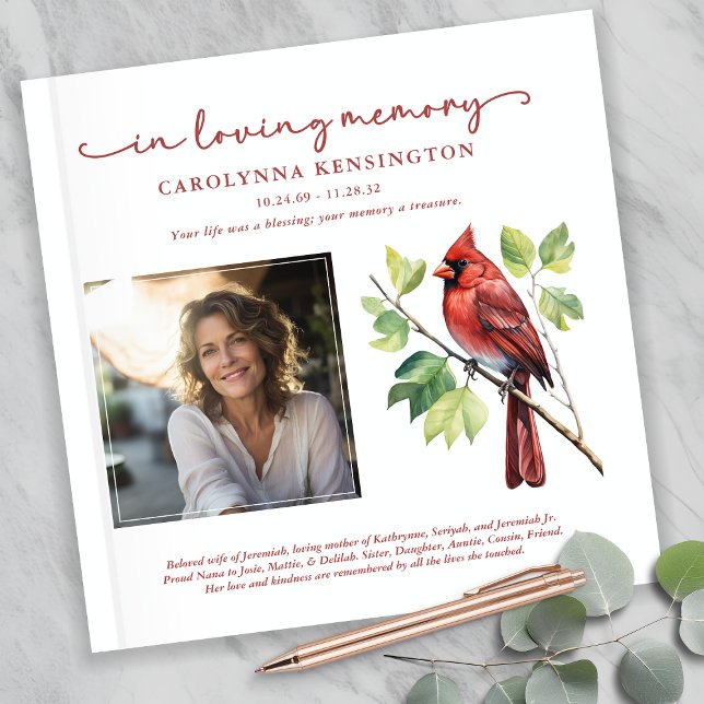 Kardinal lieben Gedächtnisfeiertag Gästebuch (Cardinal Loving Memory Funeral Memorial Square Photo Guest Book)