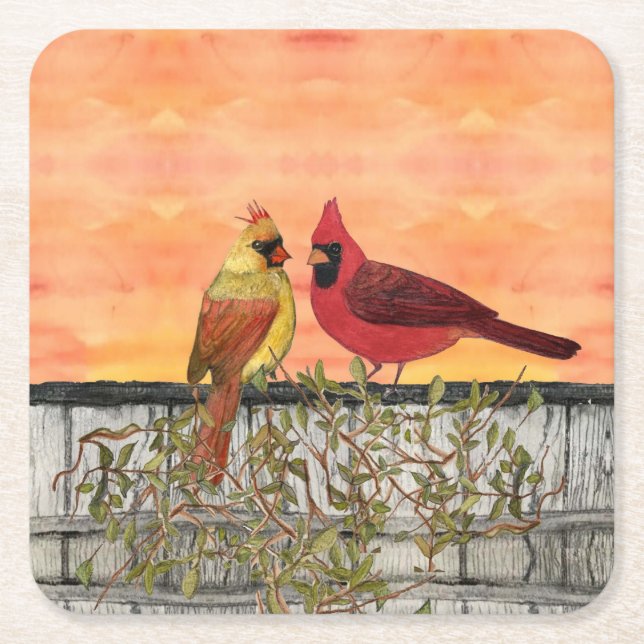 Kardinal Lovebirds Paper Untersetzer (Vorderseite)