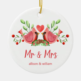 Kardinal Lovebirds Personalisiert Keramik Ornament