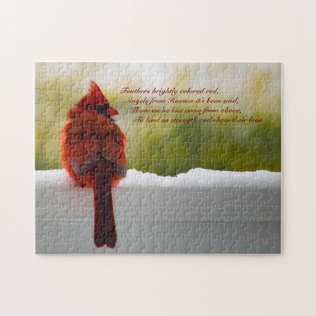 Kardinal mit/Besucher aus dem Himmel 14x11 herausf (Horizontal)