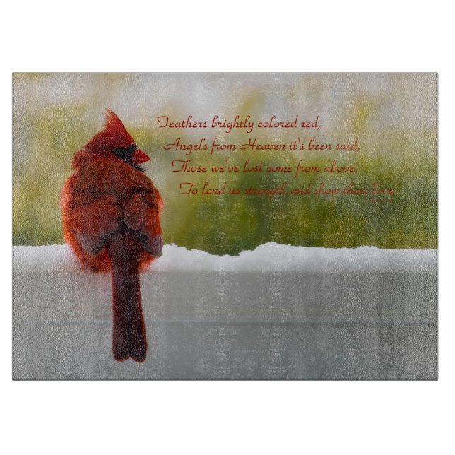 Kardinal mit Besucher aus dem Himmelsgedicht Schneidebrett (Vorderseite)