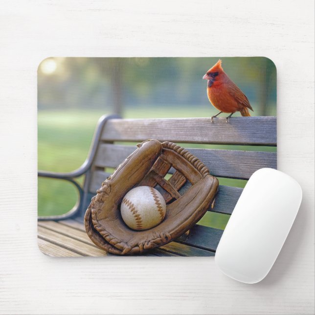 Kardinal mit einem Baseballhandschuh Mousepad (Mit Mouse)