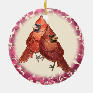 Kardinal-Paar-Schmuck Keramik Ornament