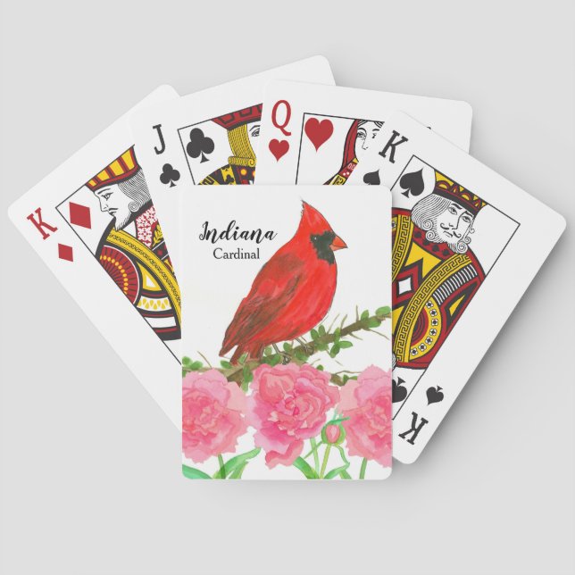 Kardinal Pink Peonies Indiana Souvenir Spielkarten (Rückseite)